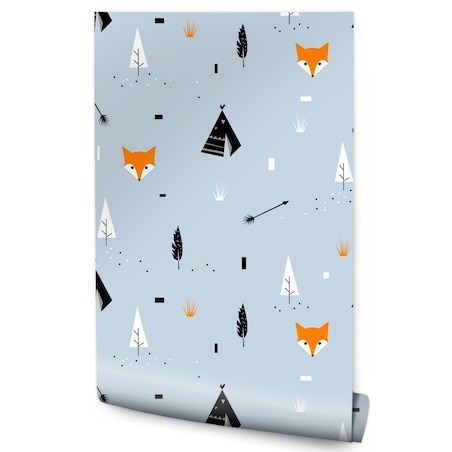 Tapeta Dla Dzieci LISKI Tipi Strzały Drzewa