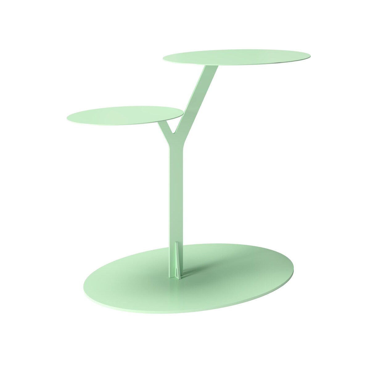 Stolik metalowy dwa blaty, kolor pudrowa zieleń