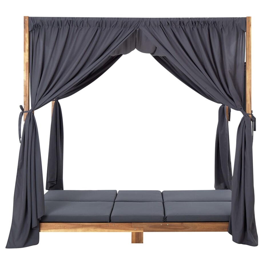 vidaXL Podwójny leżak z zasłonami i poduszkami, lite drewno akacjowe