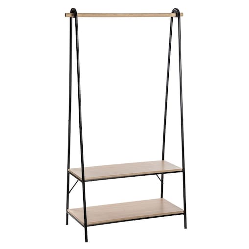 Stojak na wieszaki z ubraniami, 2 półki, 165 cm, wolnostojący