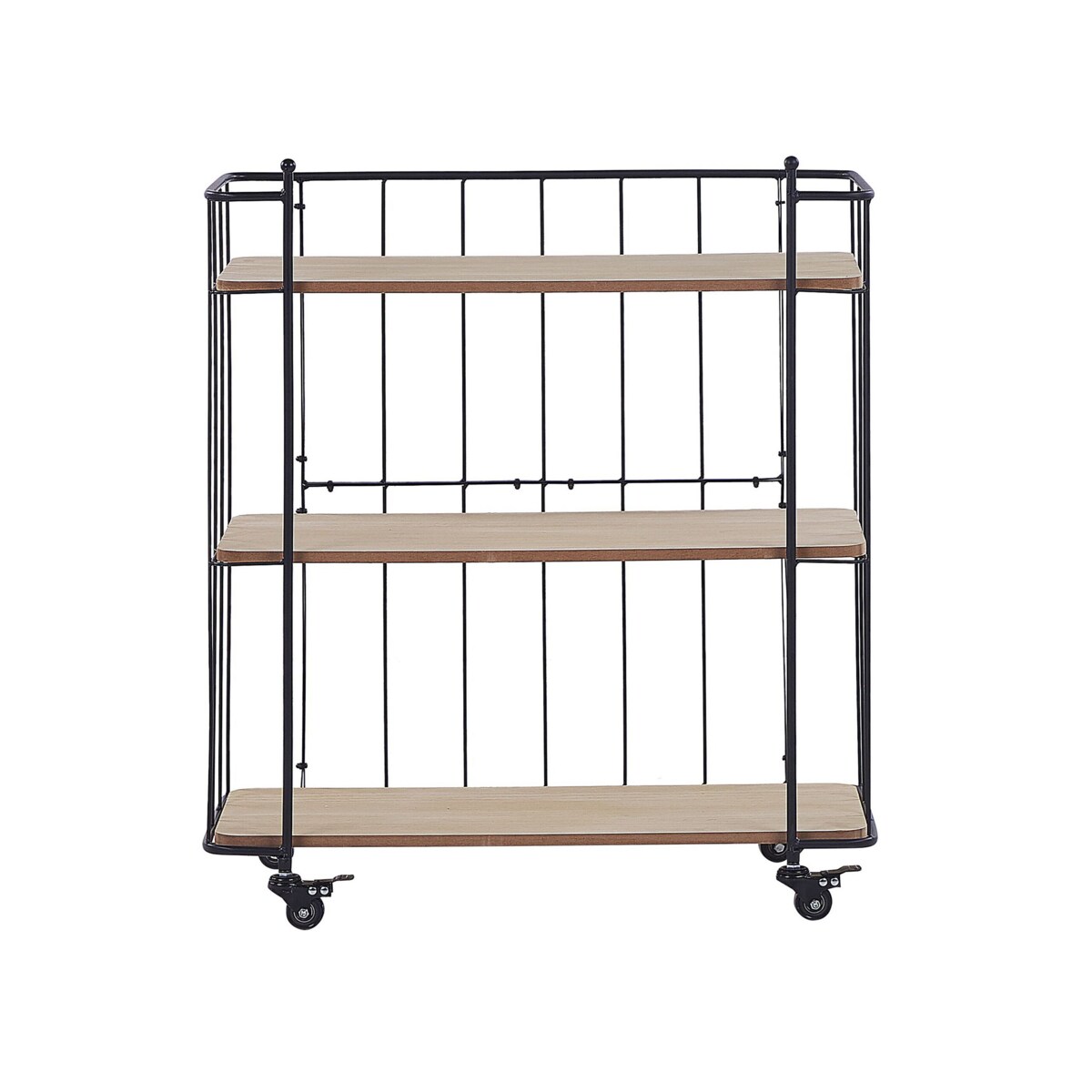 Metalowy wózek kuchenny 3-poziomowy jasne drewno z czarnym GABBS