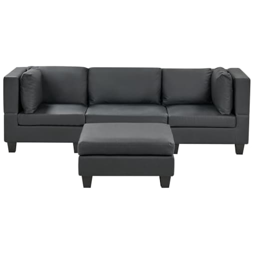 Sofa modułowa 3-osobowa z otomaną ekoskóra czarna UNSTAD