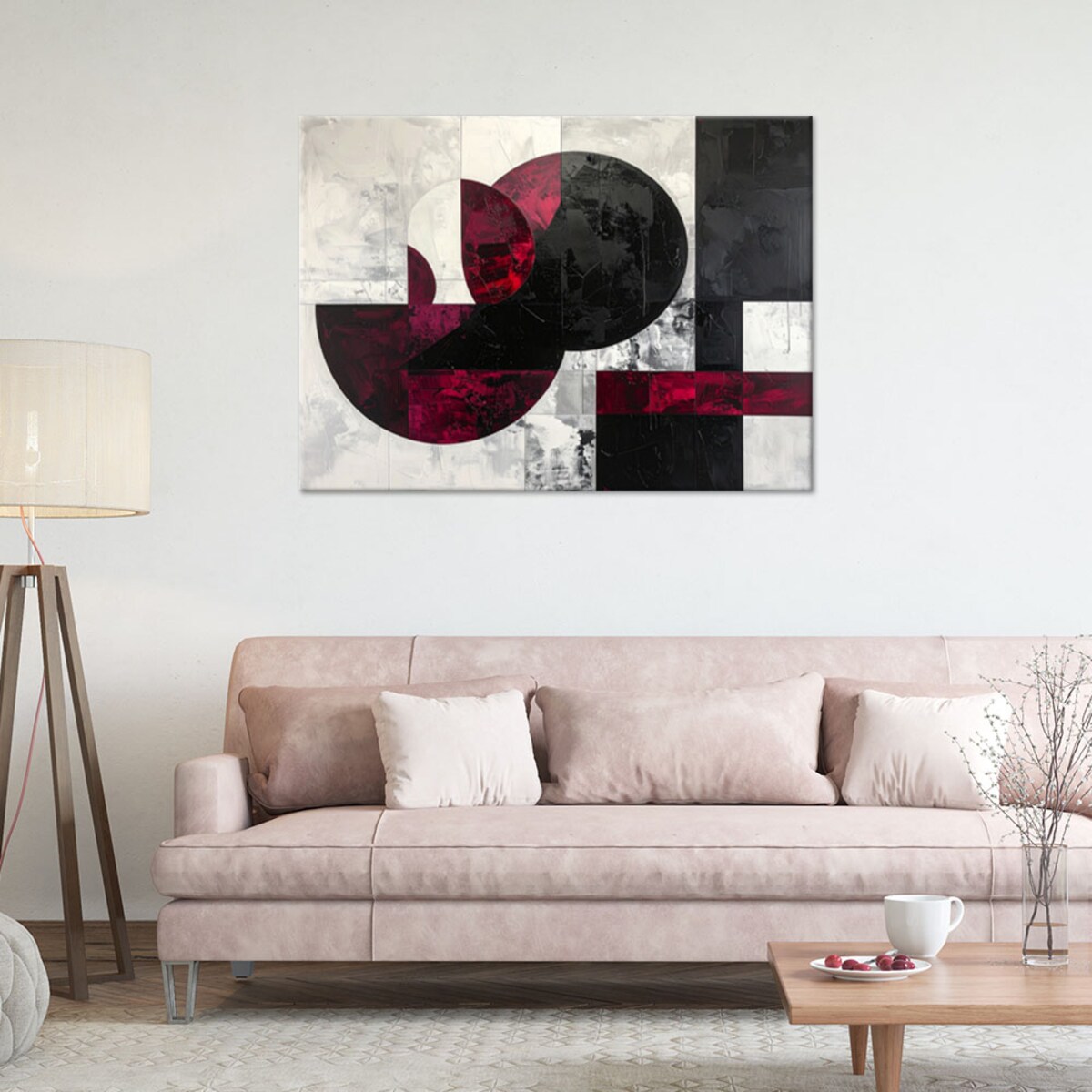 Obraz do salonu kuchni, Abstrakcyjne koła kształty w odcieniach burgundu