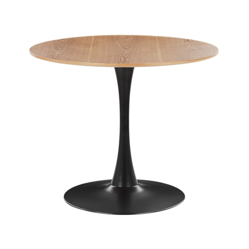 Stół do jadalni okrągły ⌀ 90 cm jasne drewno z czarnym BOCA