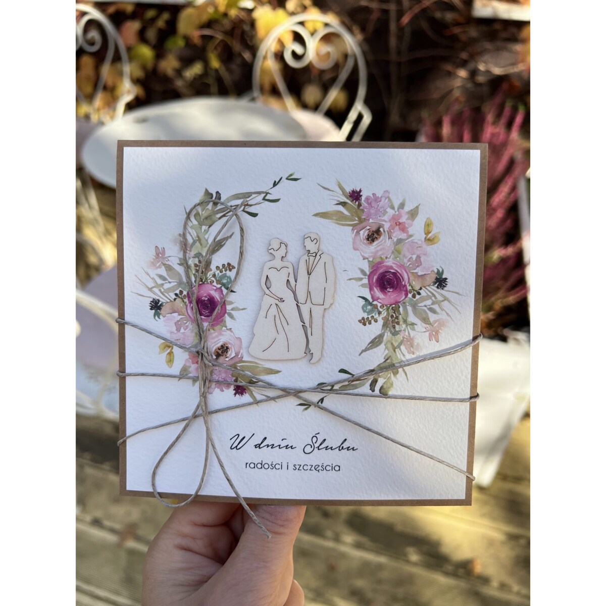 Rustykalna kartka ślubna, życzenia na ślub, idealny dodatek do prezentu ślubnego na pieniądze + najpiękniejsze życzenia ślubne