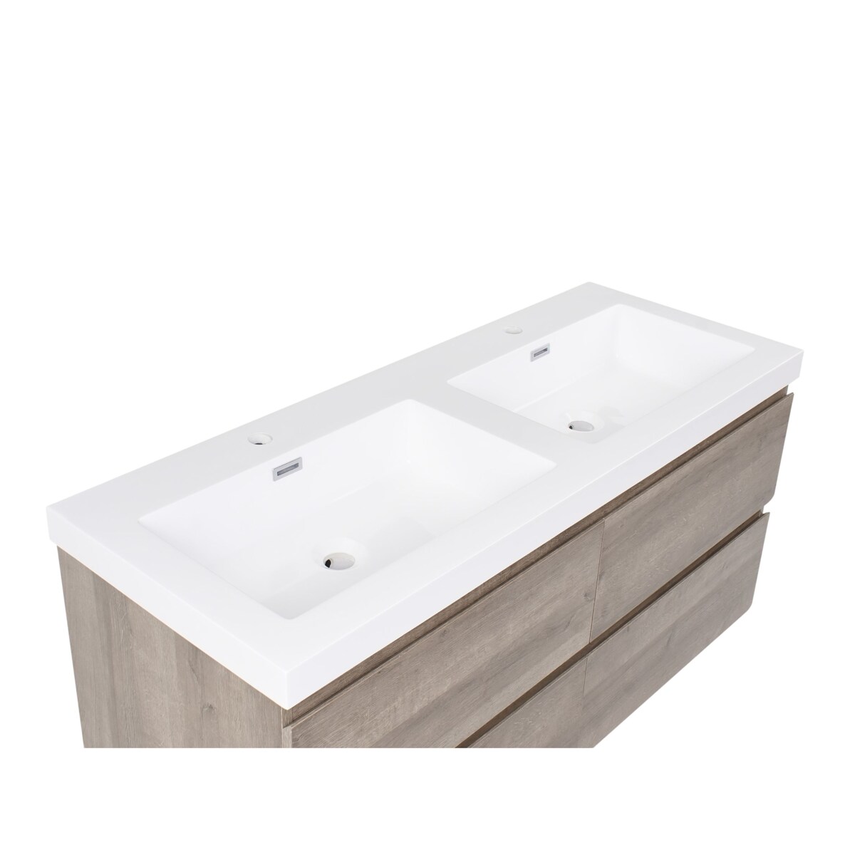 Szafka łazienkowa wisząca z podwójną umywalką VIEDMA 120 cm 52 cm Beżowoszary