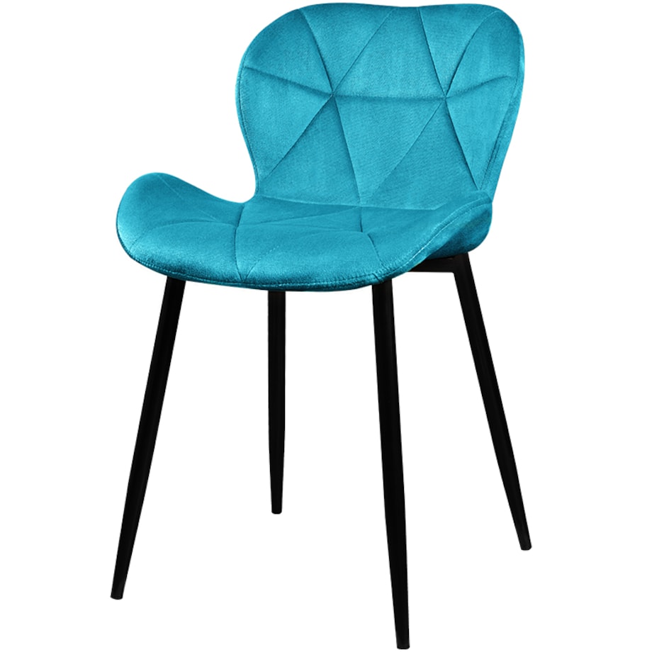 Krzesło tapicerowane welurowe pikowane turkusowe do salonu jadalni