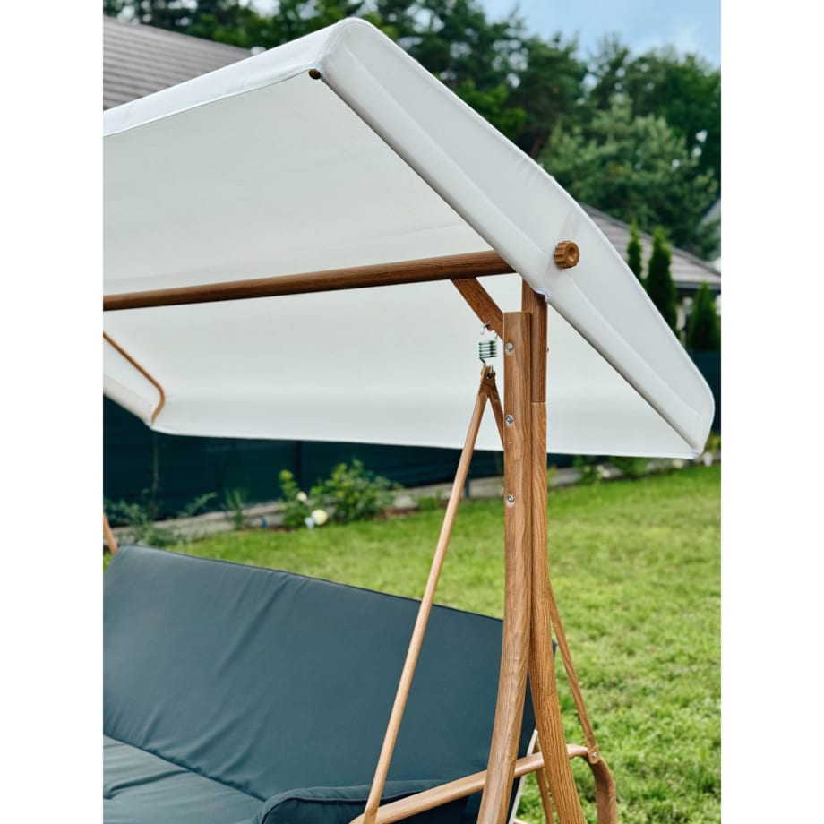 Huśtawka OGRODOWA 3 osobowa bujana z DASZKIEM duża METALOWA wolnostojąca