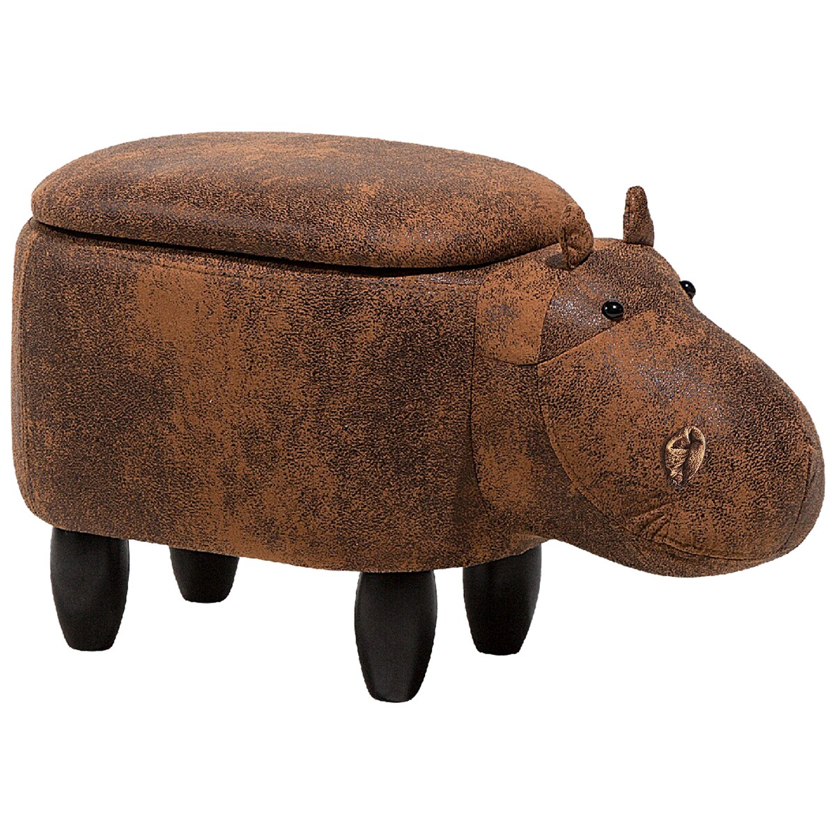 Pufa zwierzak ze schowkiem HIPPO Ekoskóra Brązowy Hipopotam