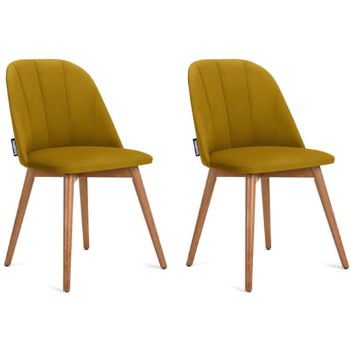 KONSIMO BAKERI Krzesła skandynawskie welurowe, żółte, 2 szt