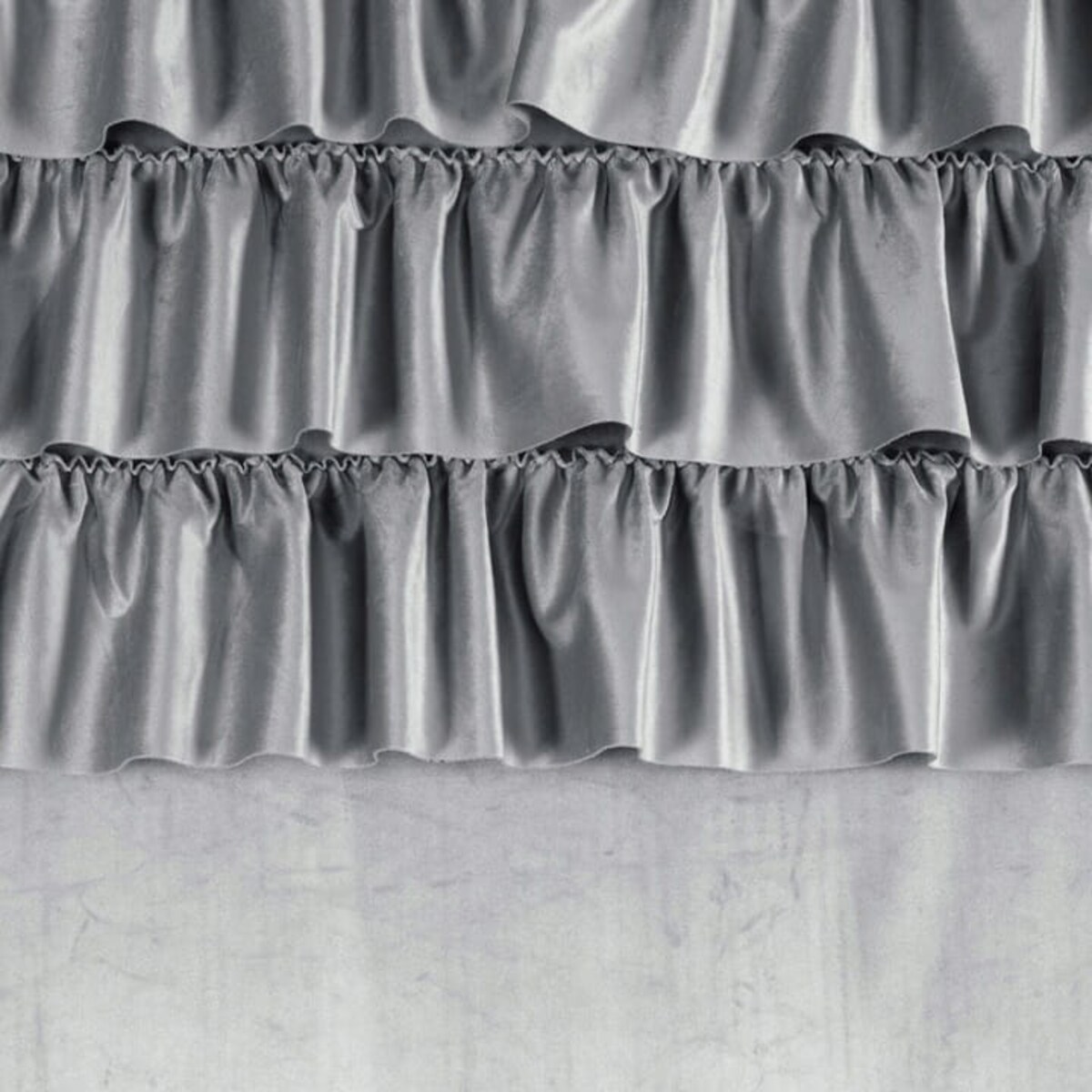 Zasłona WELUROWA Gotowa na PRZELOTKACH z FALBANAMI Aura 140 x 250 SREBRNA