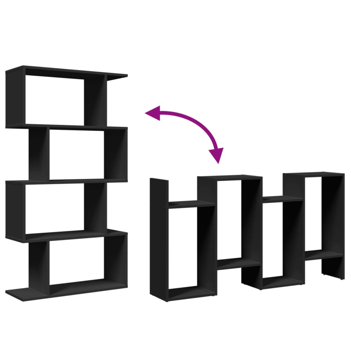 vidaXL Regał przegroda, 4 poziomy, czarny, 70x24x129 cm