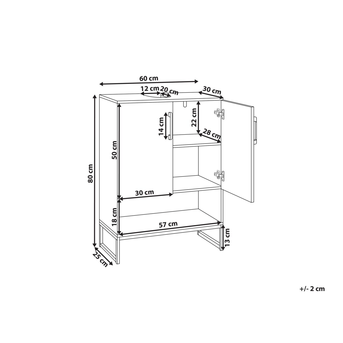 Szafka pod umywalkę MISCANTI Drewno bambusowe 60 cm Jasnobrązowy