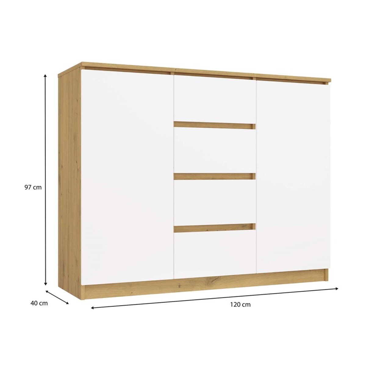 Komoda Malwa 2D4S 120 DĄB ARTISAN BIEL