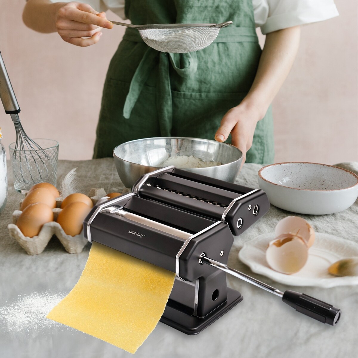 Maszynka 2 w 1 do ciasta i makaronu czarna KINGHOFF