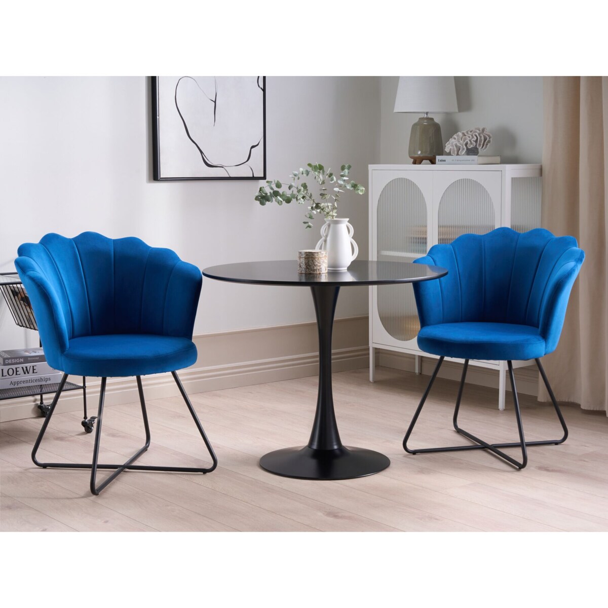 Fotel welurowy granatowy LOVELOCK