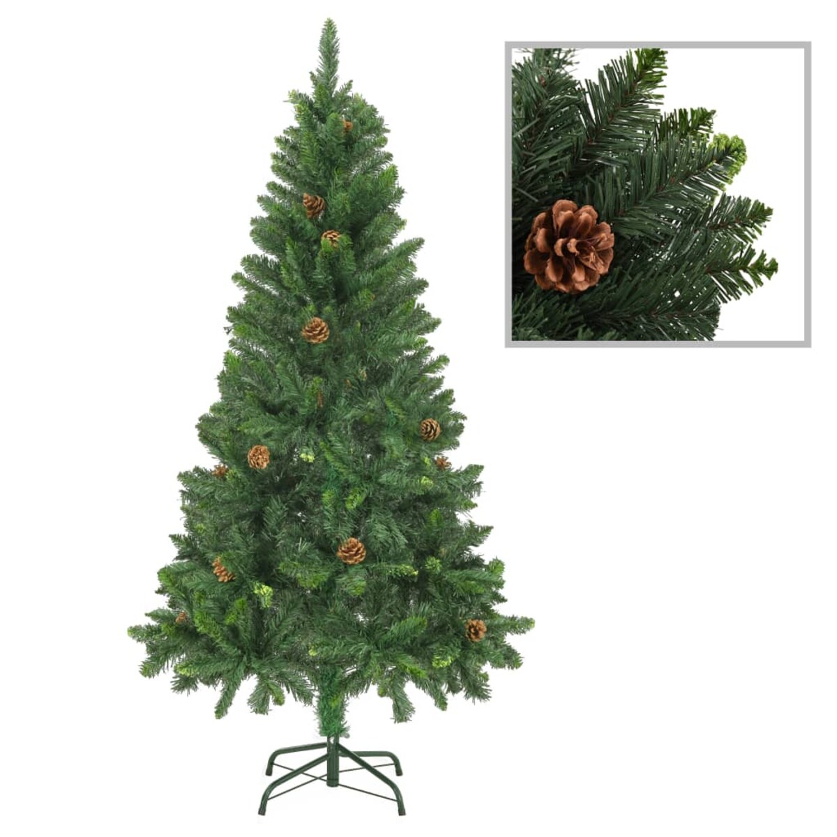 vidaXL Sztuczna choinka z lampkami, bombkami i szyszkami, 150 cm