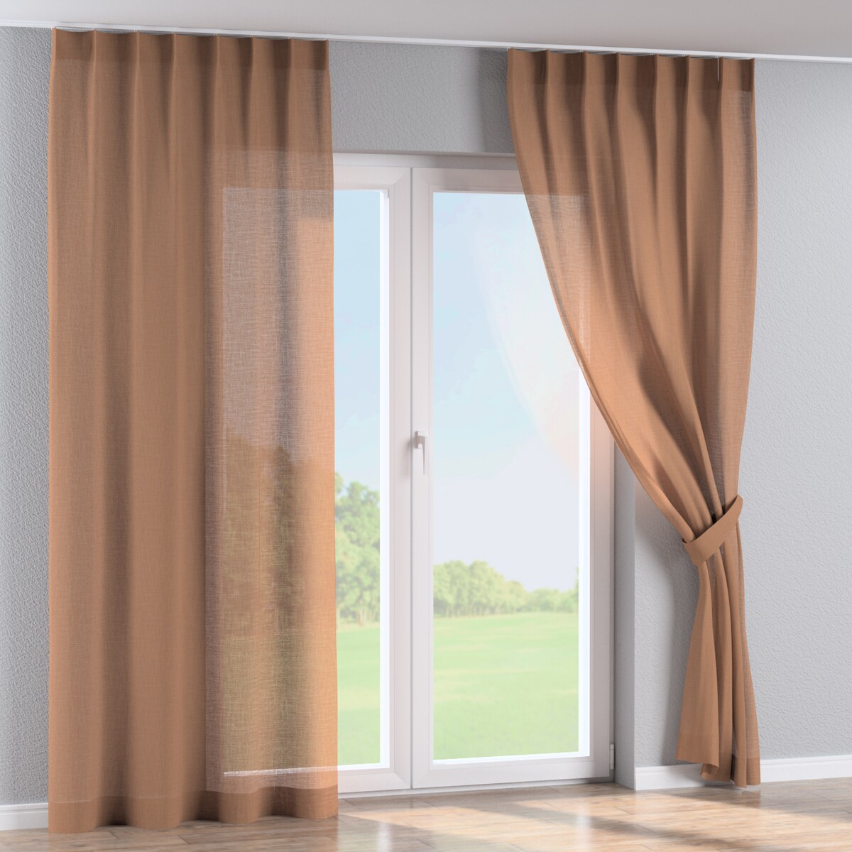 Zasłona na haczykach flex pojedynczych 130x245 cynamonowy