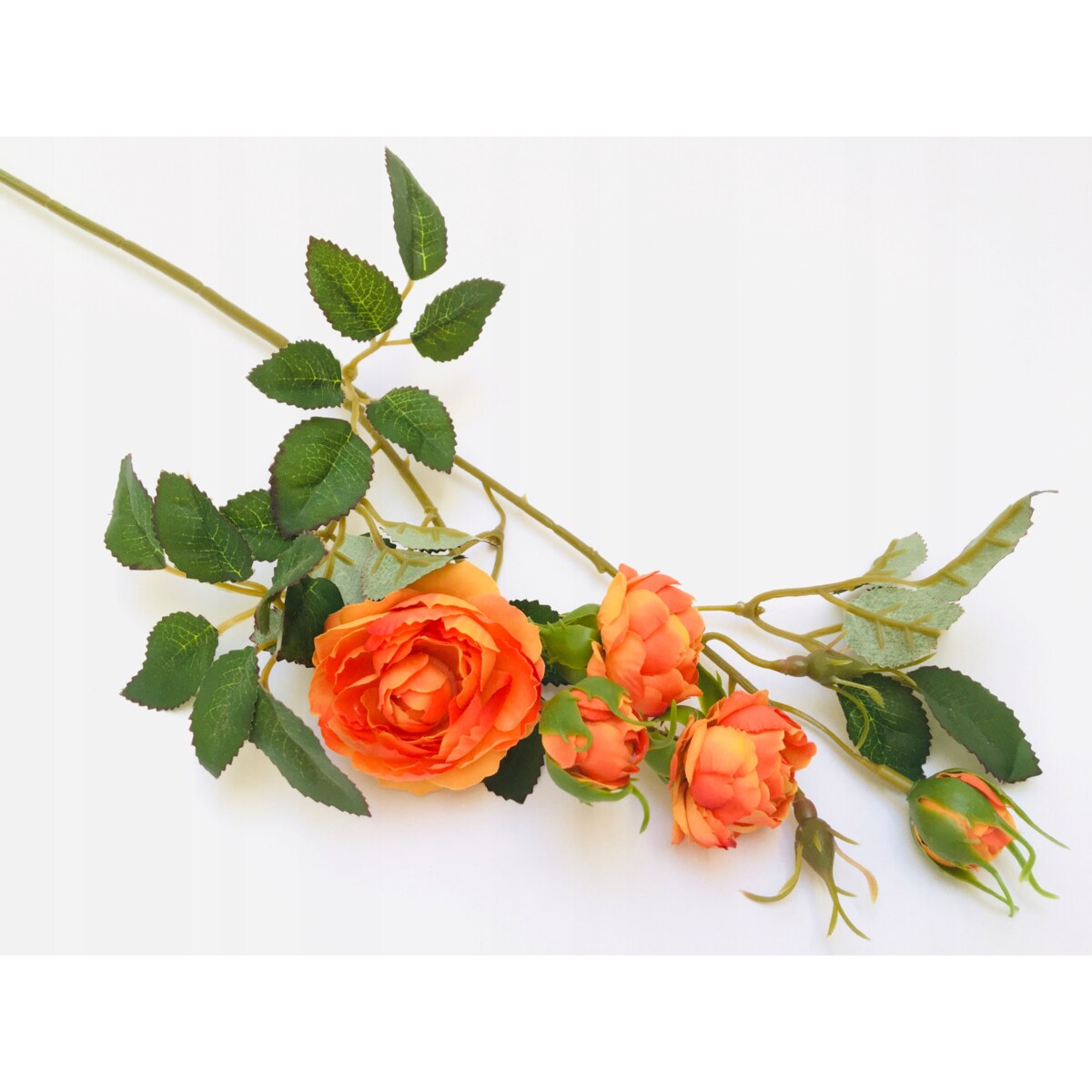 GAŁĄZKA RÓŻA pomarańczowa stroika bukietu sztuczna wiązanka pączki liście