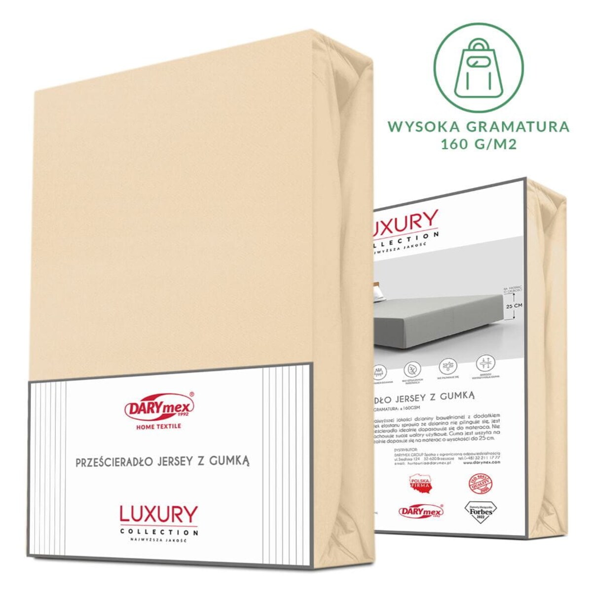 Prześcieradło z bawełny jersey z elastanem z gumką 200x220 kolor beż