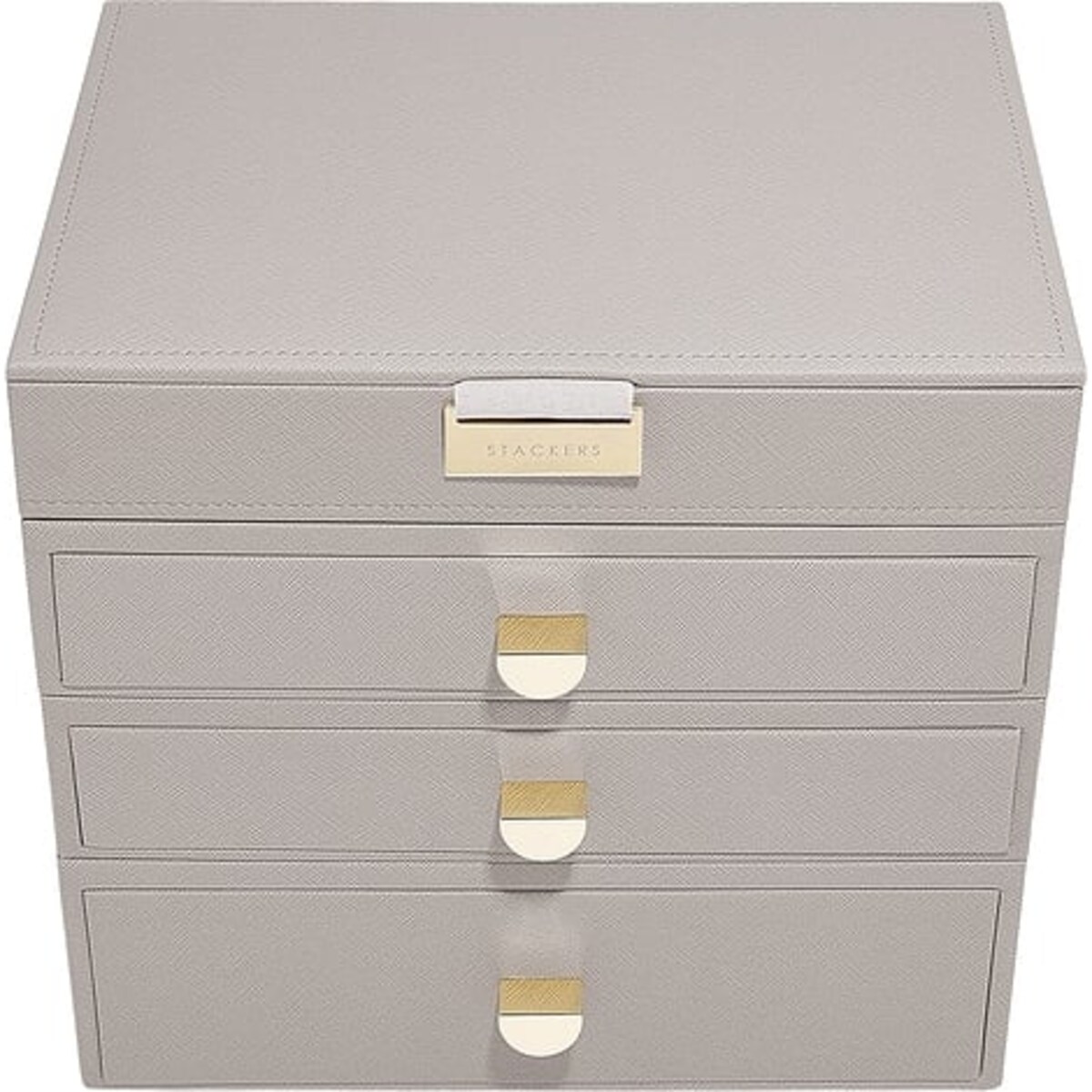 Szkatułka na biżuterię Stackers Classic poczwórna taupe z 3 szufladami
