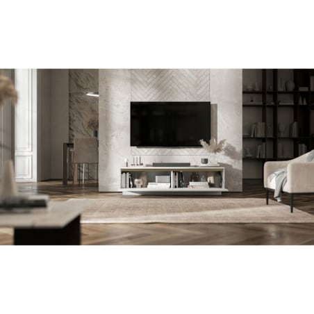 Nowoczesna wisząca / stojącą Szafka RTV Glamour Komoda RTV Biały Mat 140 cm