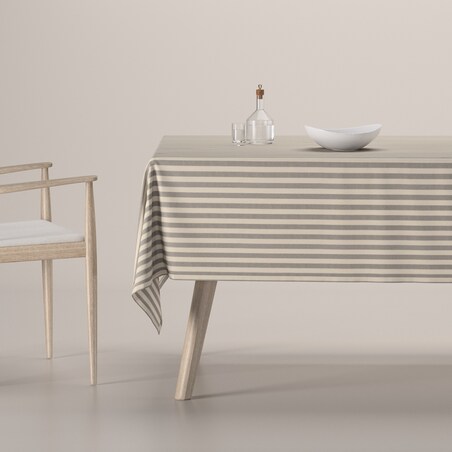 Obrus prostokątny 130 x 210 cm szaro-białe pasy (1,5cm)