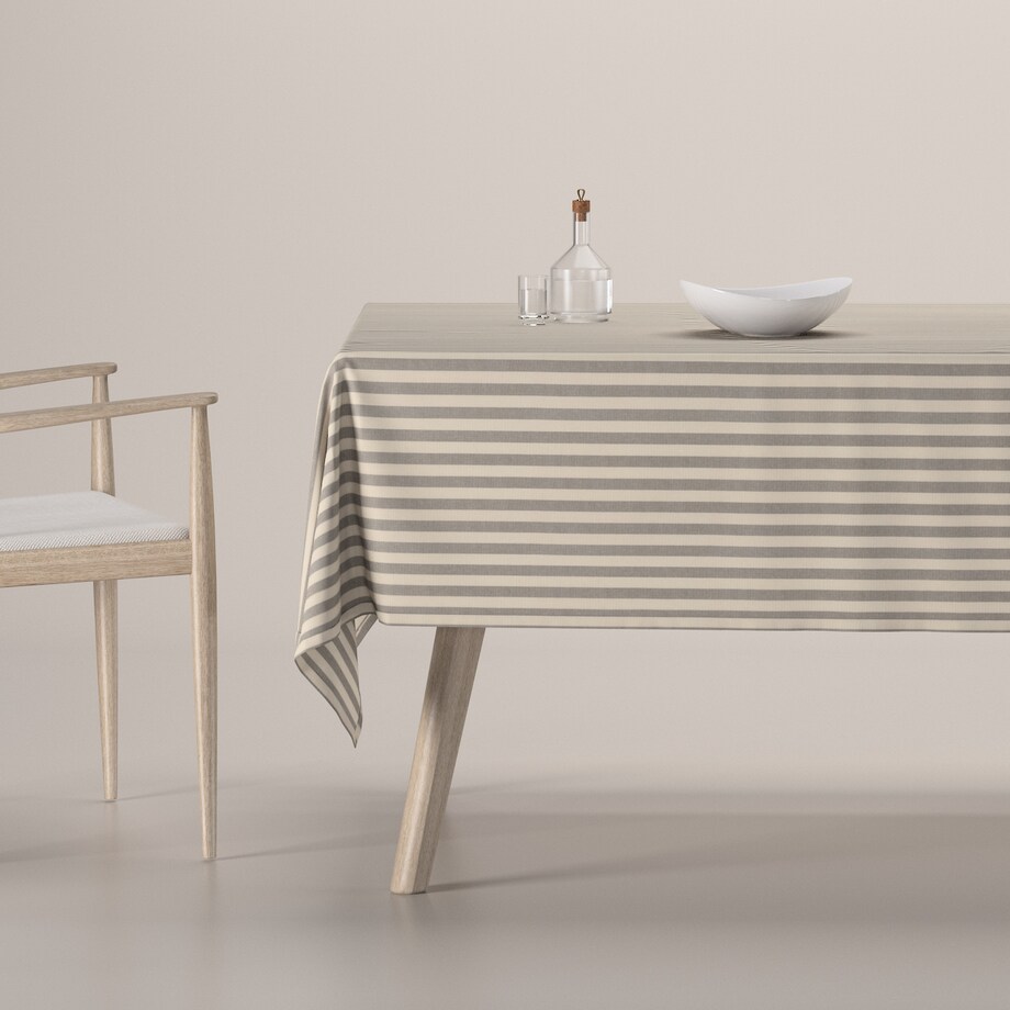 Obrus prostokątny 130 x 210 cm szaro-białe pasy (1,5cm)
