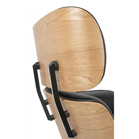 Drewniany fotel z podnóżkiem Lounge KH1501100104 King Home do gabinetu czarny