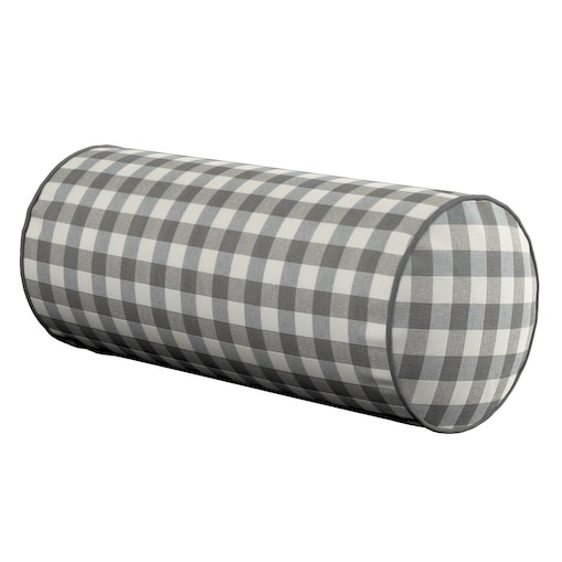 Poduszka wałek prosty, szaro-biała kratka (1,5x1,5cm), Ø16 x 40 cm, Quadro