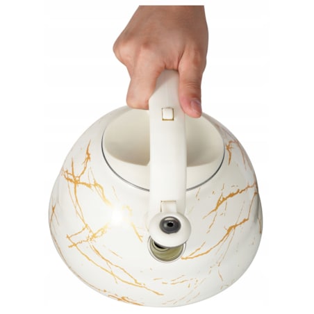 Czajnik Emaliowany Retro 2.2L Z Gwizdkiem Stal Węglowa Biały Indukcja Gaz