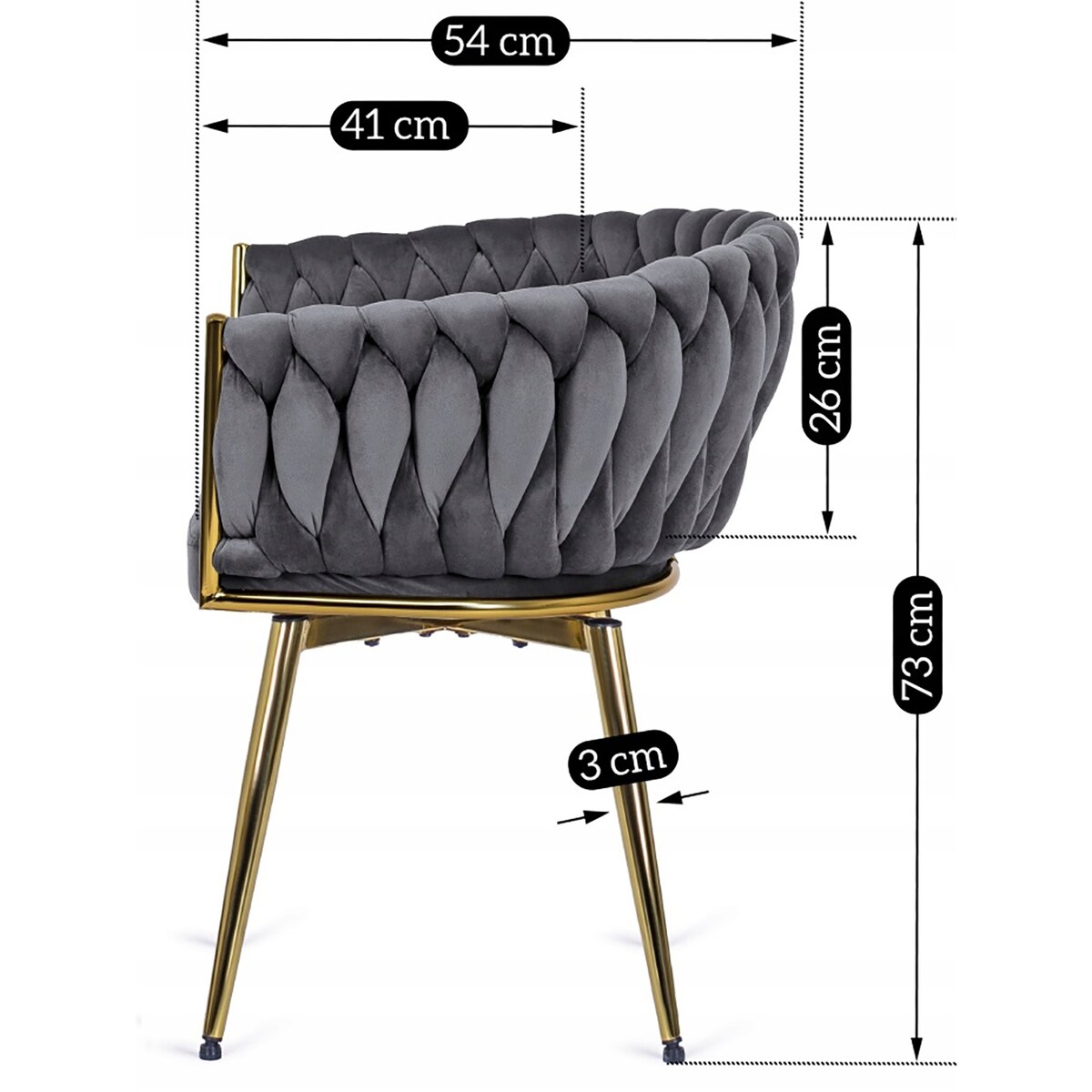 Krzesło Obrotowe Plecione Tapicerowane Welurowe Do Jadalni Szare RUBI