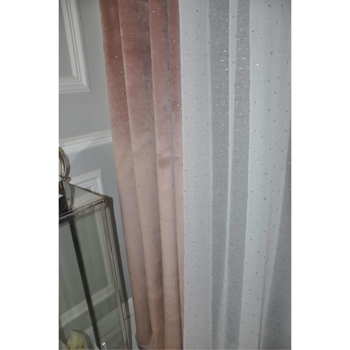 zasłona welurowa "full crystal" 140x250 cm przelotki brudny róż