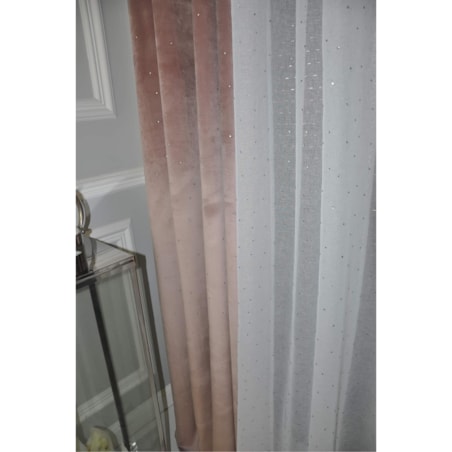 zasłona welurowa "full crystal" 140x250 cm przelotki brudny róż