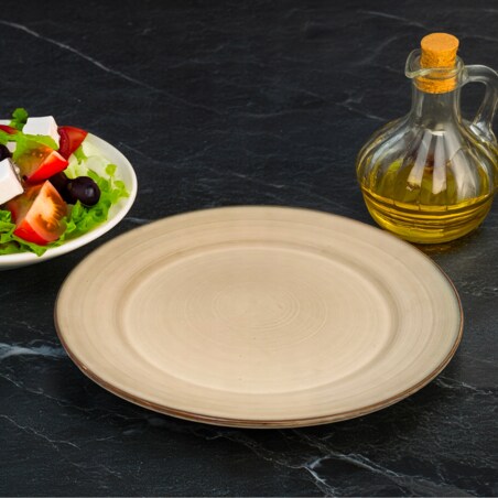 TALERZ OBIADOWY 27cm BEŻOWY ceramiczny płaski płytki na sztuki duży okrągły
