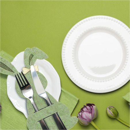 Kieszonka Etui Na Sztućce Wielkanocna Zajączek Filcowa Dekoracyjna Ozdobna Zielona