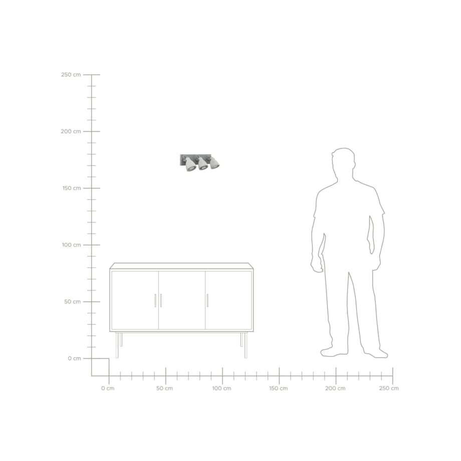 Lampa ścienna 3-punktowa betonowa szara MISTAGO