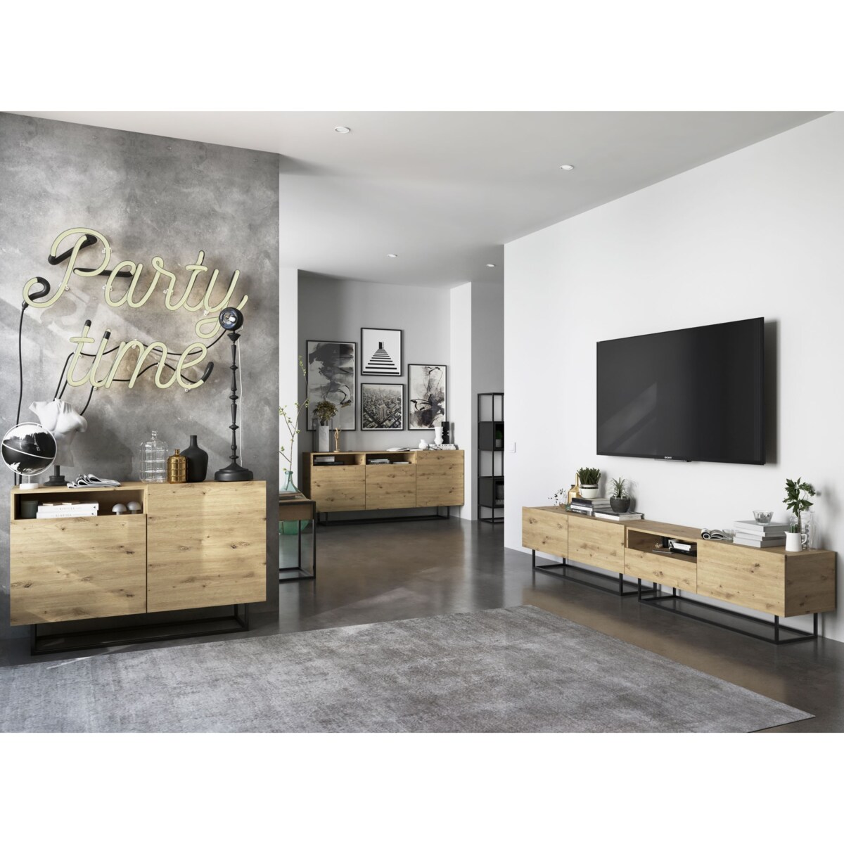 Szafka RTV Loft Industrialna Komoda RTV Dąb Artisan MAT 120 cm