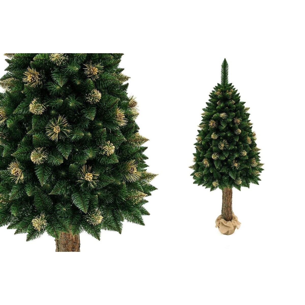 Choinka sztuczna Sosna złota z kryształkami na pniu