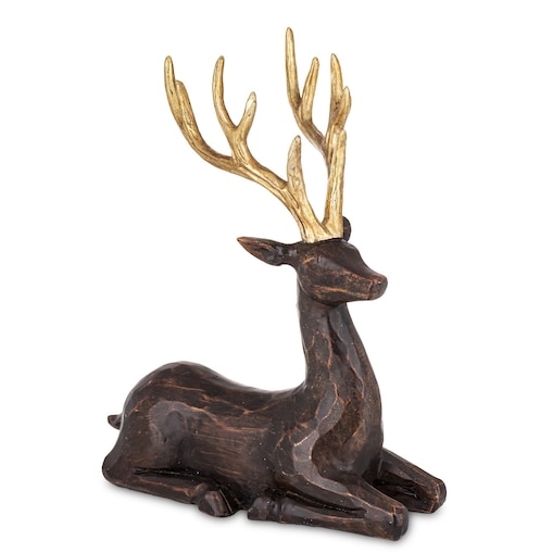 Figurka - leżący jeleń ciemnobrązowy 26x21x11 cm BALLERA