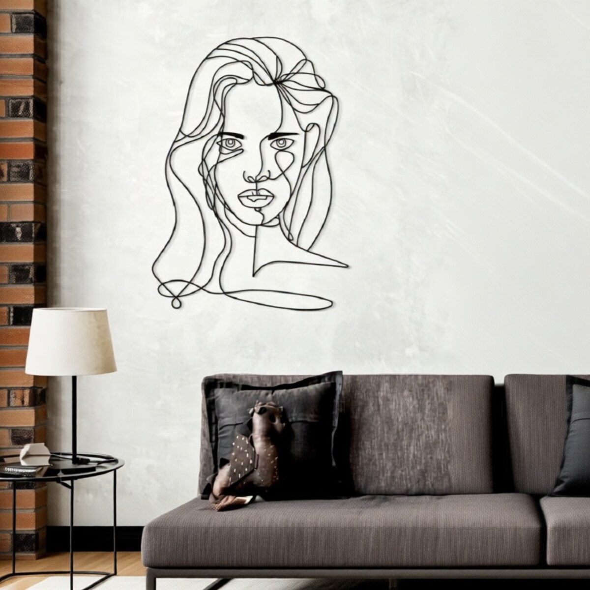 Dekoracja ścienna Face, kolor czarny, żelazo, 57,5 x 80 cm, motyw: twarz, do salonu i przedpokoju, Mauro Ferretti