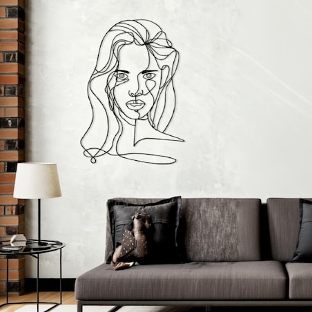 Dekoracja ścienna Face, kolor czarny, żelazo, 57,5 x 80 cm, motyw: twarz, do salonu i przedpokoju, Mauro Ferretti