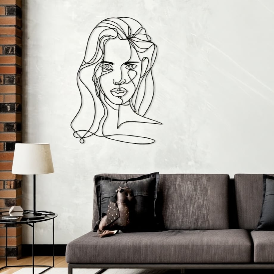 Dekoracja ścienna Face, kolor czarny, żelazo, 57,5 x 80 cm, motyw: twarz, do salonu i przedpokoju, Mauro Ferretti