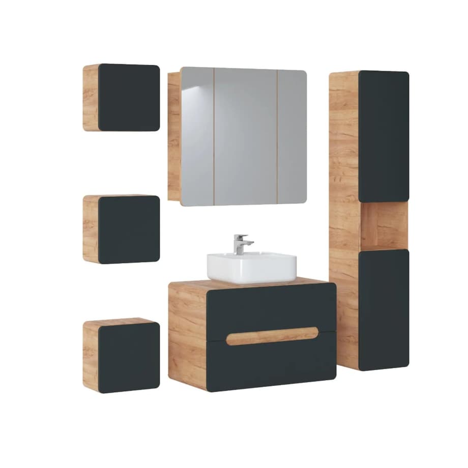 Szafka pod umywalkę ARUBA COSMOS 829 80 cm grafit/dąb
