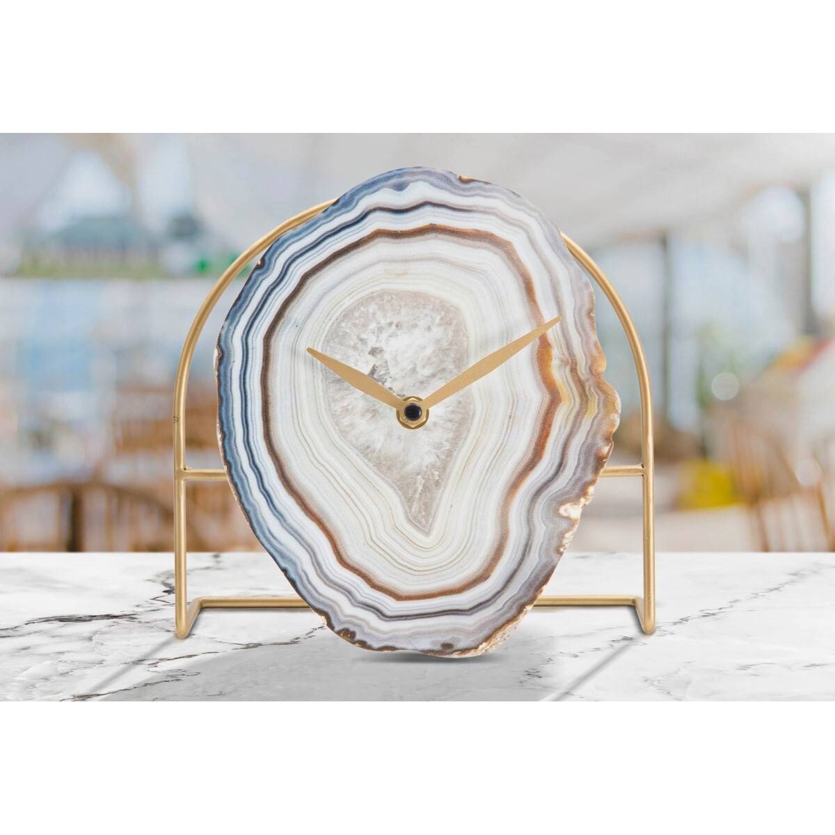 Elegancki zegar z tarczą z wzorem agatu, 20 x 19,5 cm