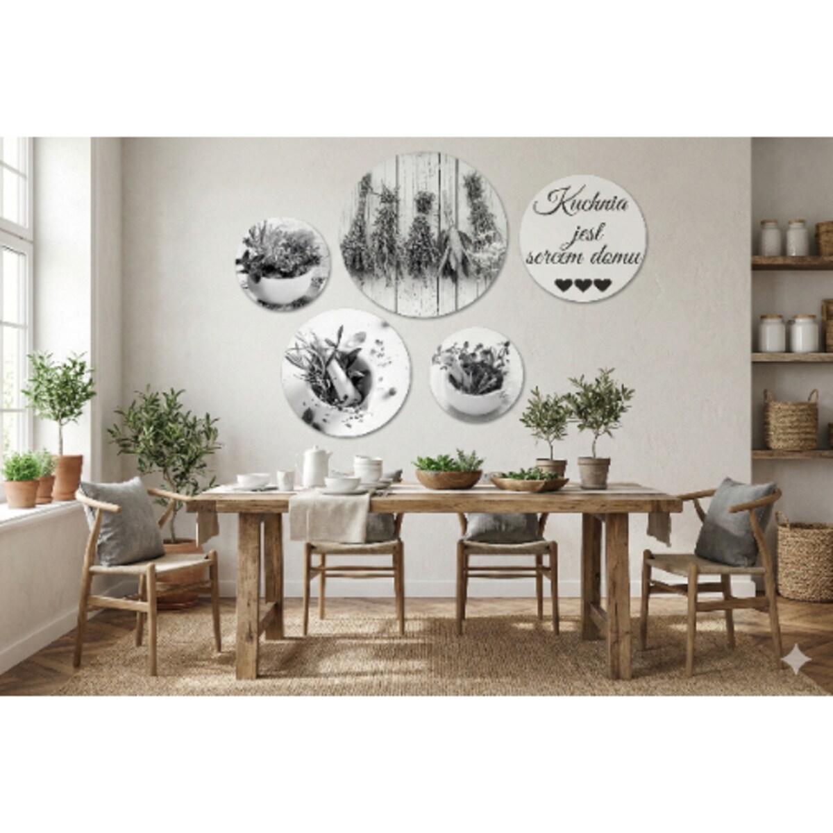 Czarno-białe Obrazy ścienne Dekoracja kuchenna na ścianę do kuchni jadalni