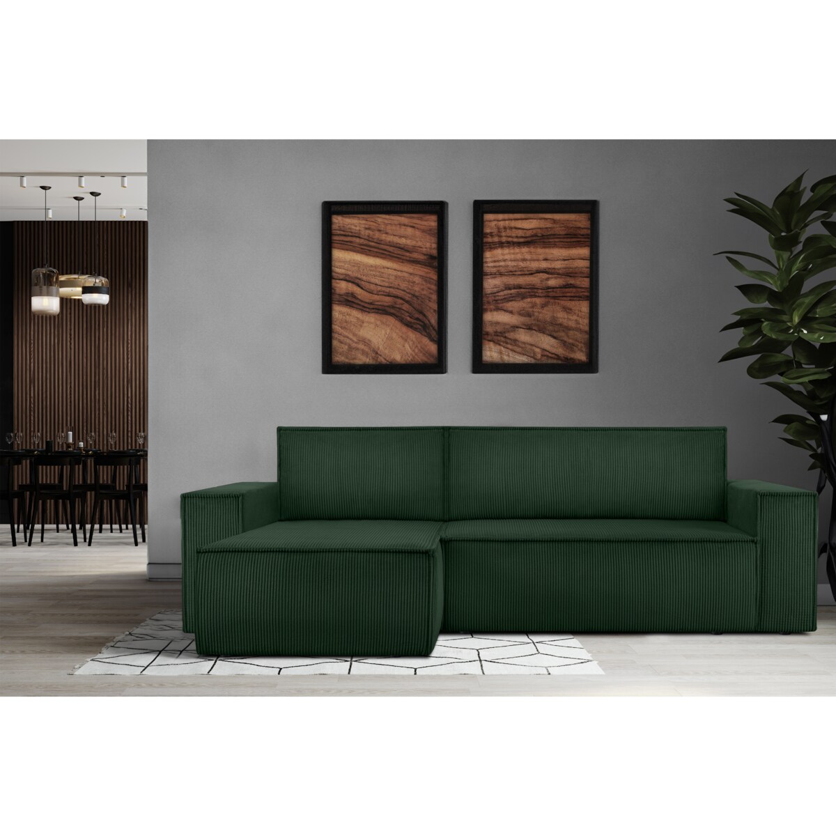 KONSIMO NAPI Uniwersalny narożnik z funkcją spania, kolor ciemnozielony, prawy/lewy