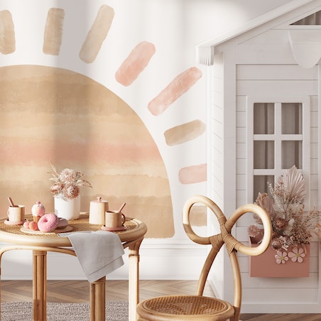 Naklejka na ścianę Słońce różowe xl