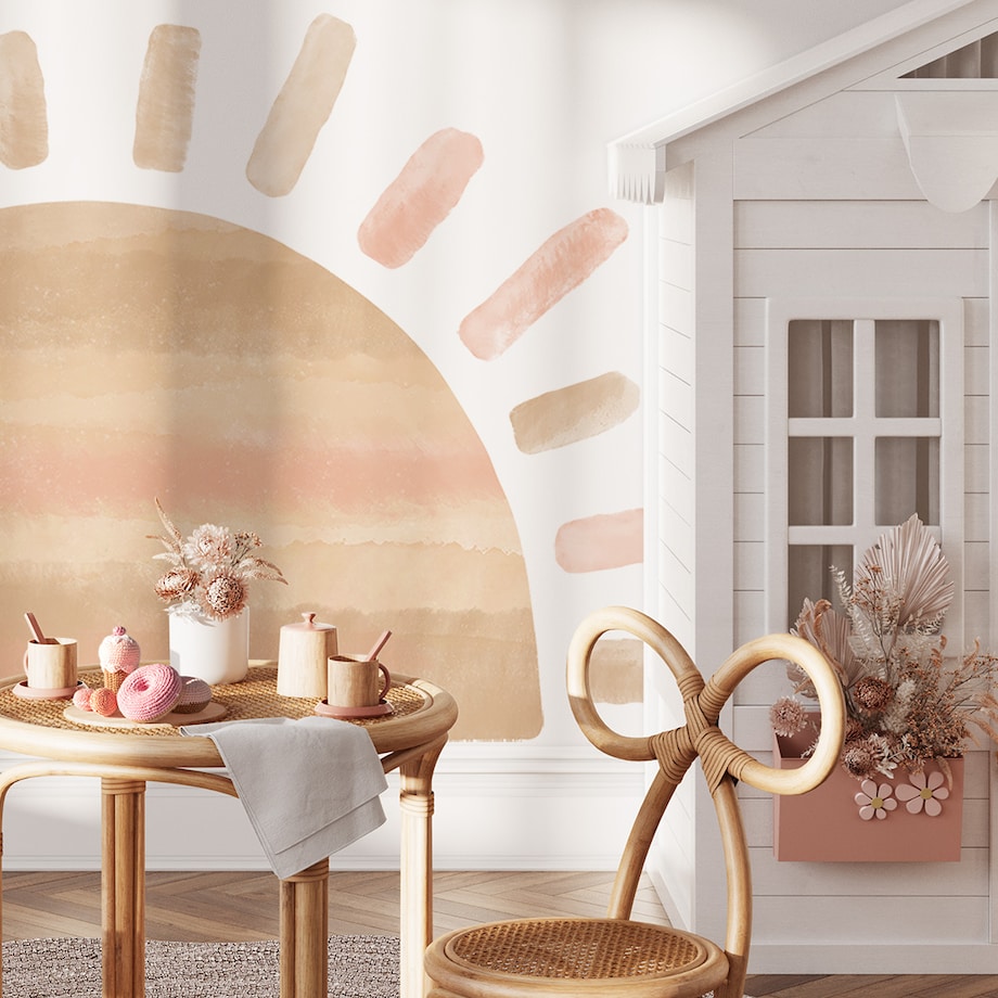 Naklejka na ścianę Słońce różowe xl