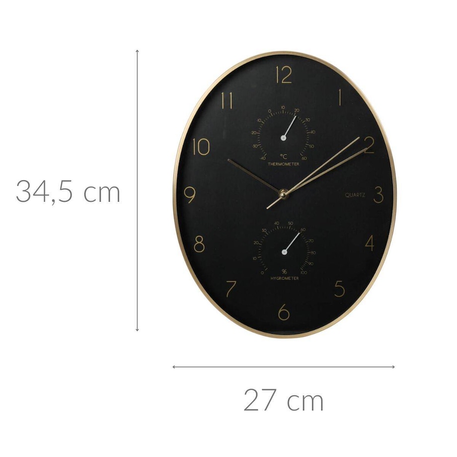 Zegar ścienny Alu z termometrem i higrometrem
